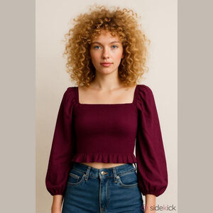Farm Rio Purple Long Sleeve Top - Size P